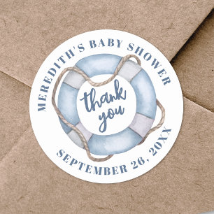 Nautical Baby Shower Thank You Classic Round Sticker