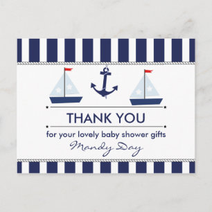 Nautical Baby Shower Thank You Postcard
