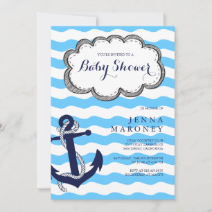 Nautical Baby Shower with Anchor Invitation