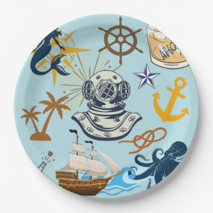 Nautical Bachelor Party Paper Plate