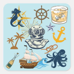 Nautical Bachelor Party Square Sticker