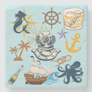 Nautical Bachelor Party Stone Coaster
