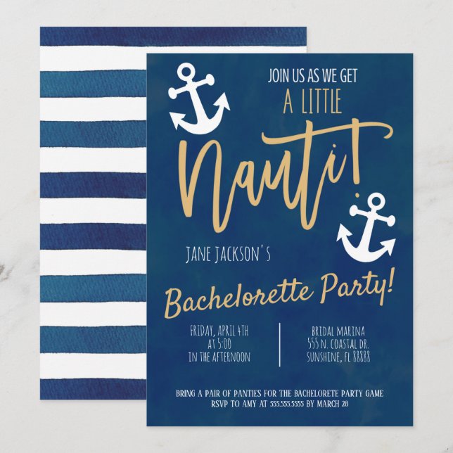 Nautical Bachelorette Party Invite (Front/Back)