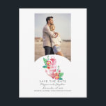 Nautical Beach Anchor Photo Save the Date Announcement Postcard<br><div class="desc">Floral anchor tropical pink photo save the date postcards</div>