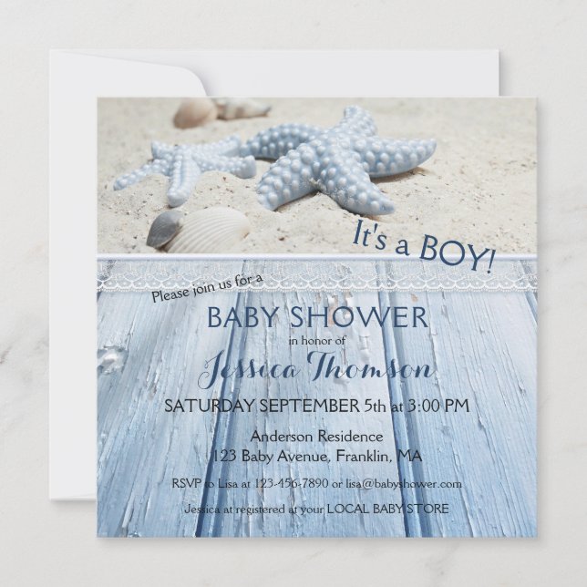 Nautical Beach Baby Boy Shower Invitation (Front)