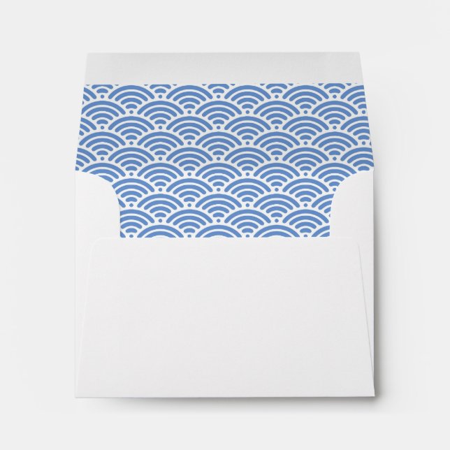 Nautical Beach Blue Ocean Waves Cute 3.5x5 Custom Envelope (Back (Bottom))