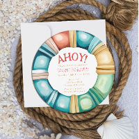 Nautical Beach Buoy Boys Birthday Invitation