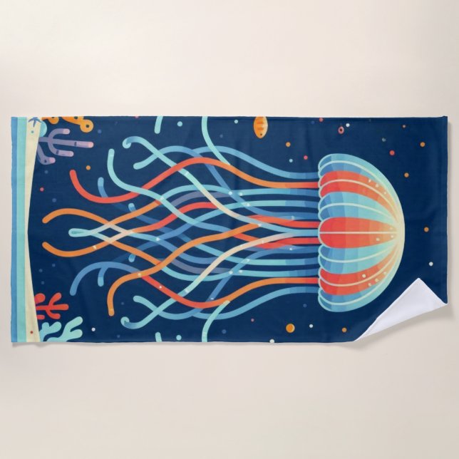 nautical/beach/coastal jellyfish beach towel (Front)