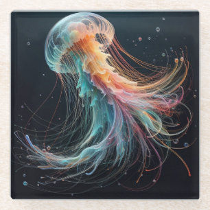 nautical/beach/coastal jellyfish glass coaster