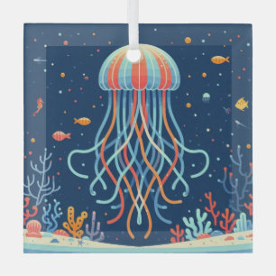 nautical/beach/coastal jellyfish glass tree decoration