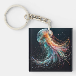 nautical/beach/coastal jellyfish  key ring