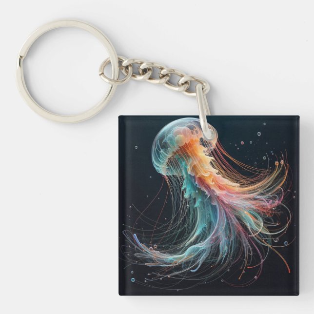 nautical/beach/coastal jellyfish  key ring (Front)