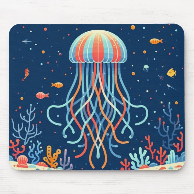 nautical/beach/coastal jellyfish mouse pad (Front)