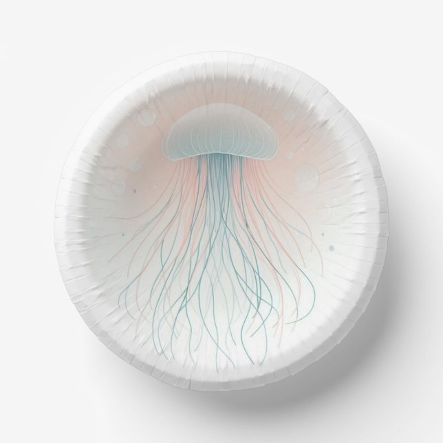 nautical/beach/coastal jellyfish  paper plate (Front)