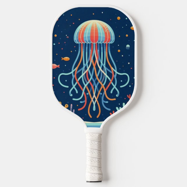 nautical/beach/coastal jellyfish pickleball paddle (Front)