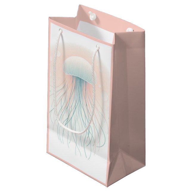 nautical/beach/coastal jellyfish  small gift bag (Front Angled)