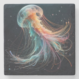 nautical/beach/coastal jellyfish  stone coaster