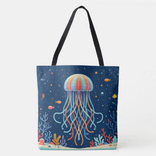 nautical/beach/coastal jellyfish tote bag