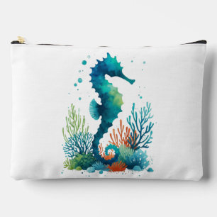 nautical/beach/coastal seahorse art accessory pouch