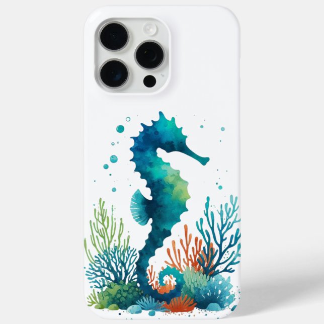 nautical/beach/coastal seahorse art Case-Mate iPhone case (Back)