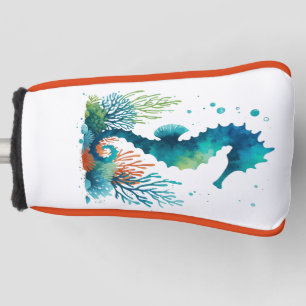 nautical/beach/coastal seahorse art golf head cover