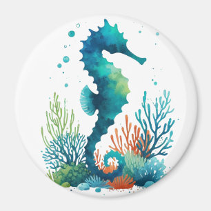 nautical/beach/coastal seahorse art magnet