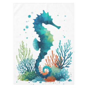 nautical/beach/coastal seahorse art tablecloth