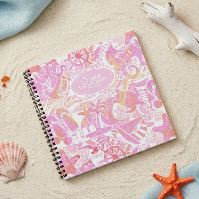 Nautical Beach Collage Hot Pink ID840 Notebook (Creator Uploaded)