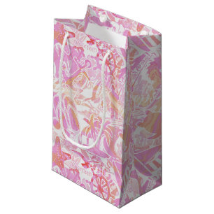 Nautical Beach Collage Hot Pink ID840 Small Gift Bag