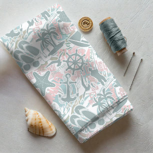 Nautical Beach Collage Sage ID840 Fabric