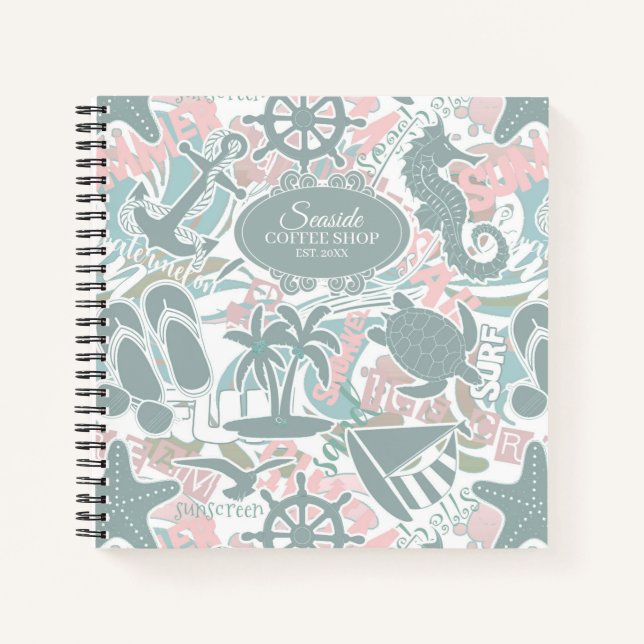 Nautical Beach Collage Sage ID840 Notebook (Front)