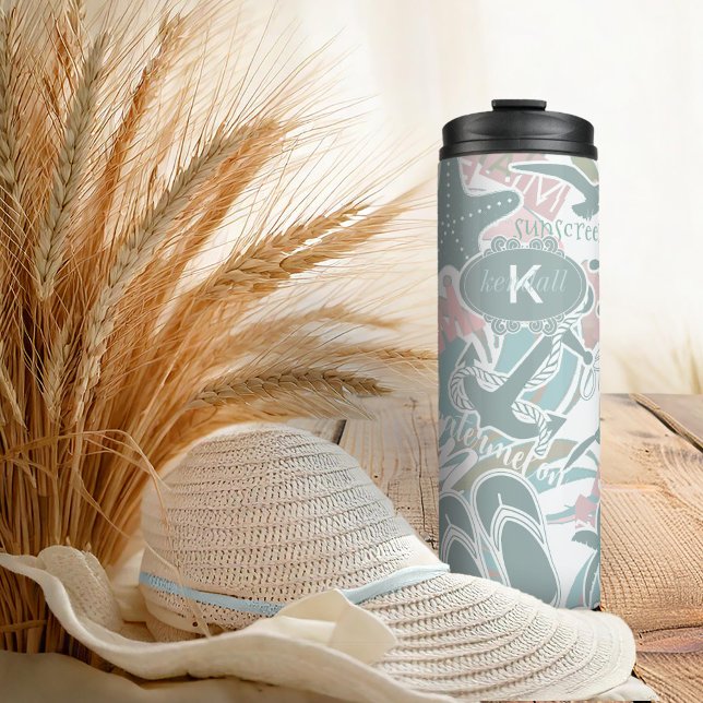 Nautical Beach Collage Sage ID840 Thermal Tumbler (Creator Uploaded)