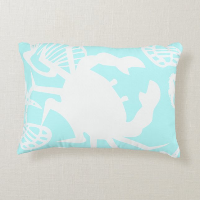 Nautical Beach Crab and Seashell   Decorative Cushion (Back)