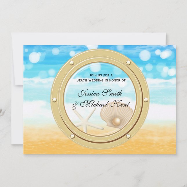 Nautical Beach Cruise Sea Ship Wedding Invitation (Front)