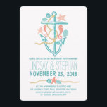 Nautical beach engagement party invitations<br><div class="desc">Perfect cute and modern engagement party invitations for nautical theme, beach or destination engagement party. Full of pretty seashells, turquoise and teal sand dollars, coral seahorses and starfish couples. Elegant bright hand drawn nautical blue anchor. -------Please contact me if you have question regarding the design or have a custom colour...</div>