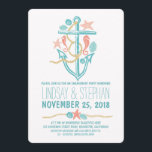 Nautical beach engagement party invitations<br><div class="desc">Perfect cute and modern engagement party invitations for nautical theme, beach or destination engagement party. Full of pretty seashells, turquoise and teal sand dollars, coral seahorses and starfish couples. Elegant bright hand drawn nautical blue anchor. -------Please contact me if you have question regarding the design or have a custom colour...</div>
