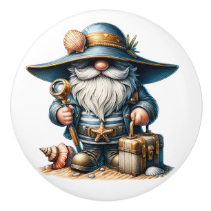 Nautical Beach Gnome Ceramic Knob