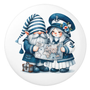 Nautical Beach Gnome Ceramic Knob