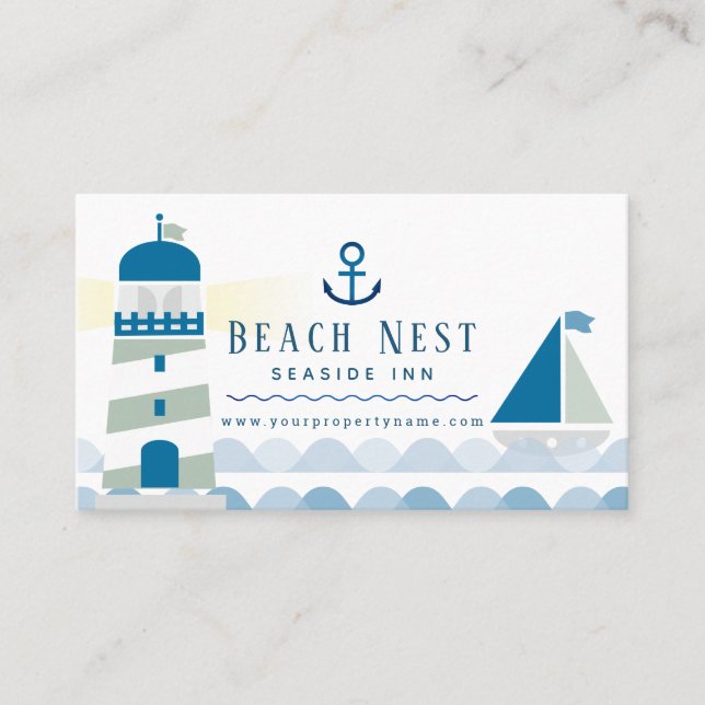 Nautical Beach House Cottage B&B Rentals Business Card (Front)