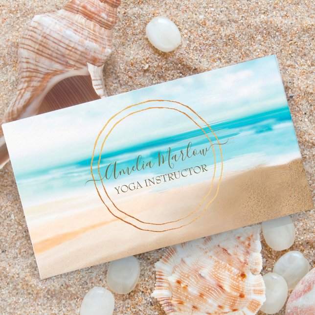 Nautical Beach Minimalist Gold Rings Business Card (Creator Uploaded)