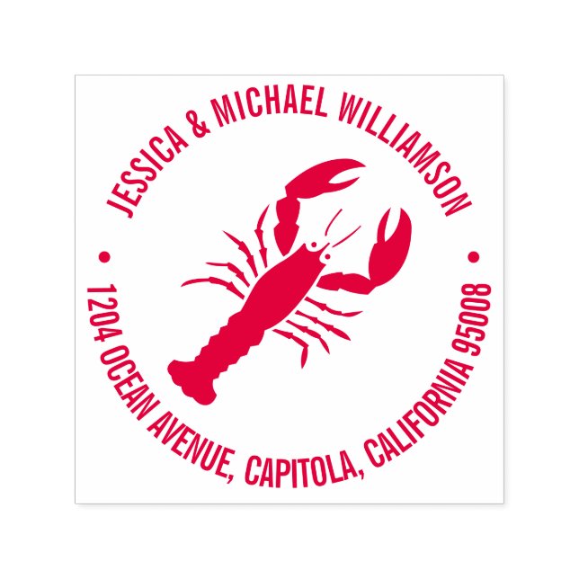 Nautical Beach Ocean Lobster Return Address Self-inking Stamp (Design)