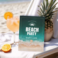 Nautical Beach Ocean Water Modern 50th Birthday