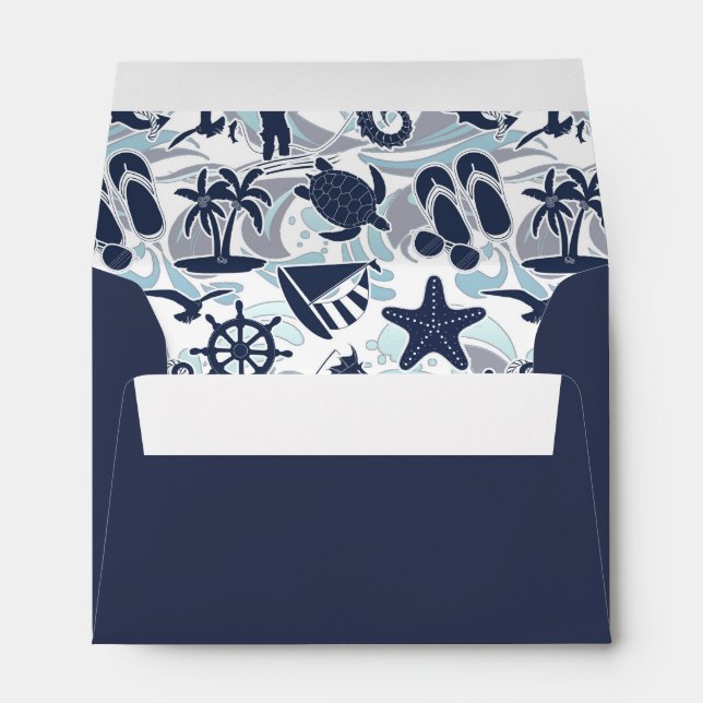 Nautical Beach Pattern Navy ID839 Envelope (Back (Bottom))