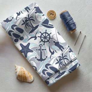 Nautical Beach Pattern Navy ID839 Fabric