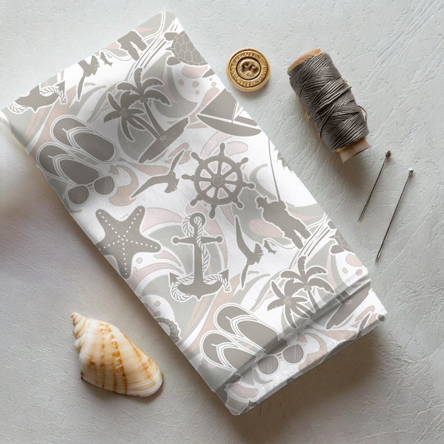 Nautical Beach Pattern Taupe ID839 Fabric (Creator Uploaded)