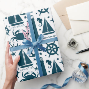 Nautical beach pattern wrapping paper
