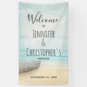 Nautical Beach Scene Coastal Theme Wedding Banner
