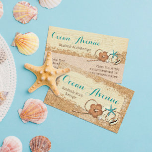 Nautical Beach Seashells & Sand Ocean Boutique Business Card