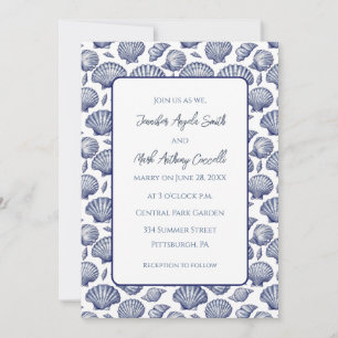 Nautical Beach Theme Wedding Invitation Seashells
