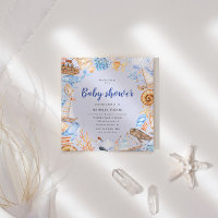 Nautical Beach Watercolor Illustration Baby Shower